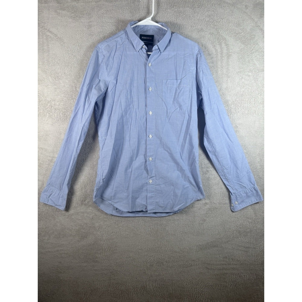 Bonobos Button Down Oxford Dress Shirt Mens Long Medium Tailored Fit Blue Cotton